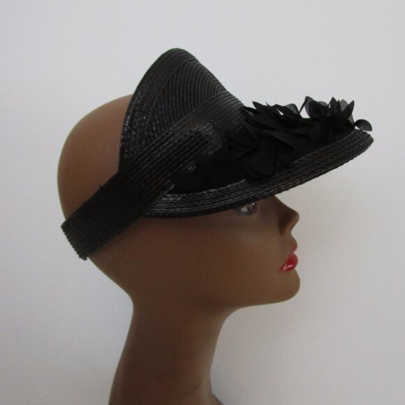 Fun Black Visor Brim Cap Hat Baseball Silk Flowers - Picture 3 of 9